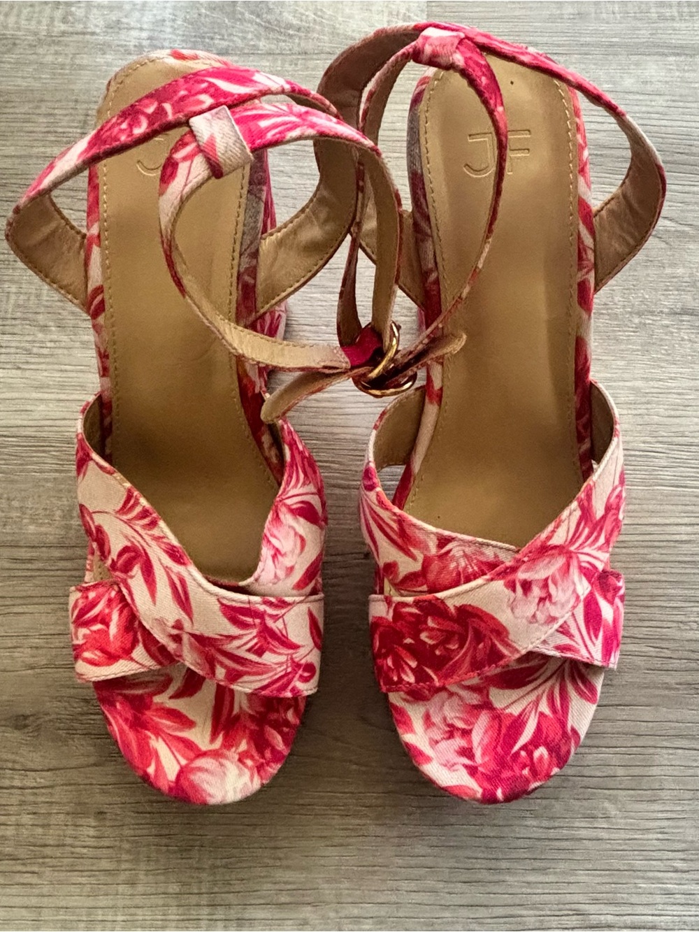 Just Fab Journee Collection Floral Pink Women's Ankle-Strap Sandals Size 9